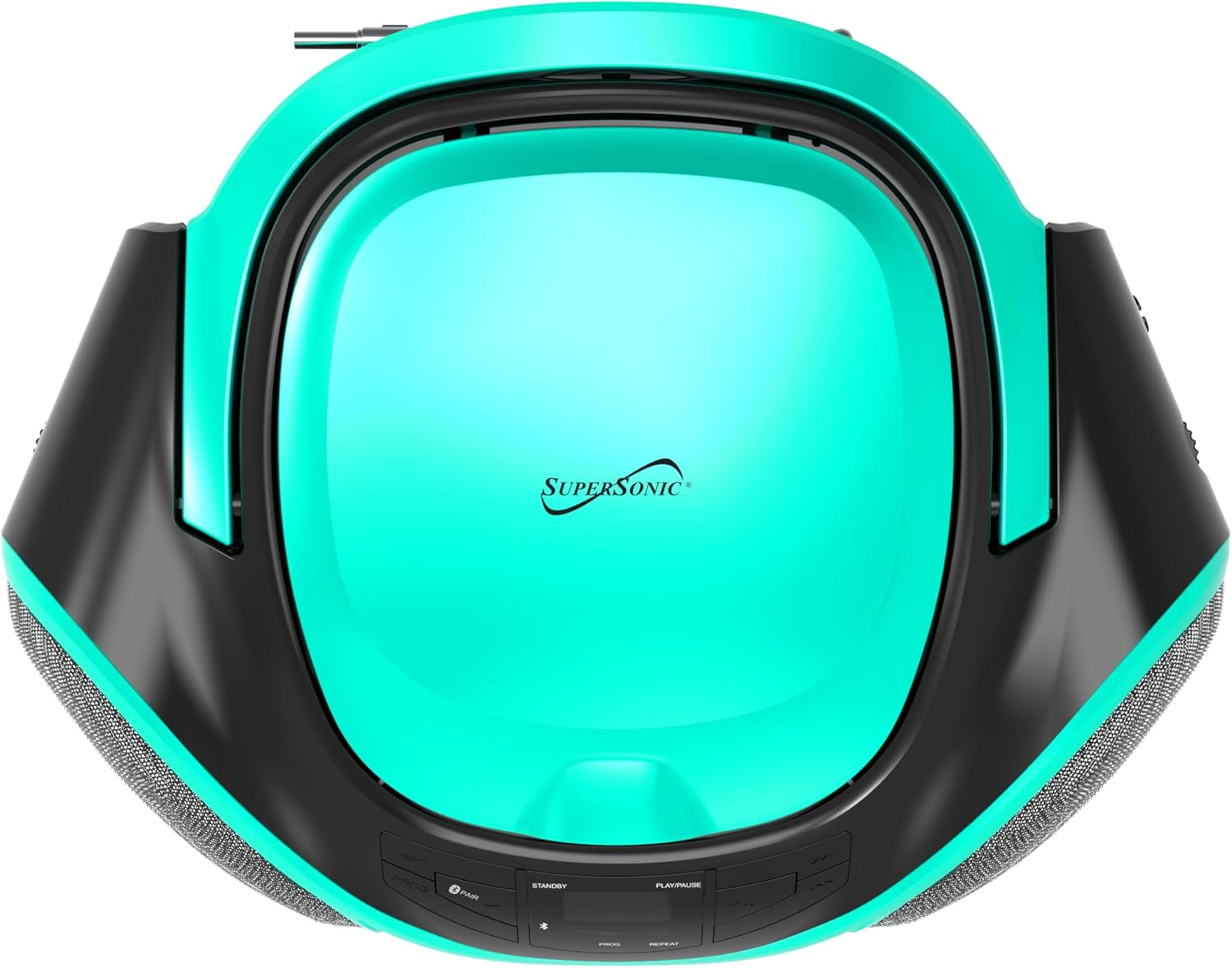 Supersonic SC-726BT Portable AM/FM Radio Top-Loading CD Player with Bluetooth, LED Track Display, Aux Input, Carry Handle, Built-in Speaker, Programmable Memory, Repeat Modes, AC/DC (Teal)