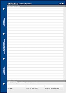 Zusatzblatt zum Übergabeprotokoll, Ergänzung für alle europrotokoll Haus- und Wohnungsübergabeprotokolle