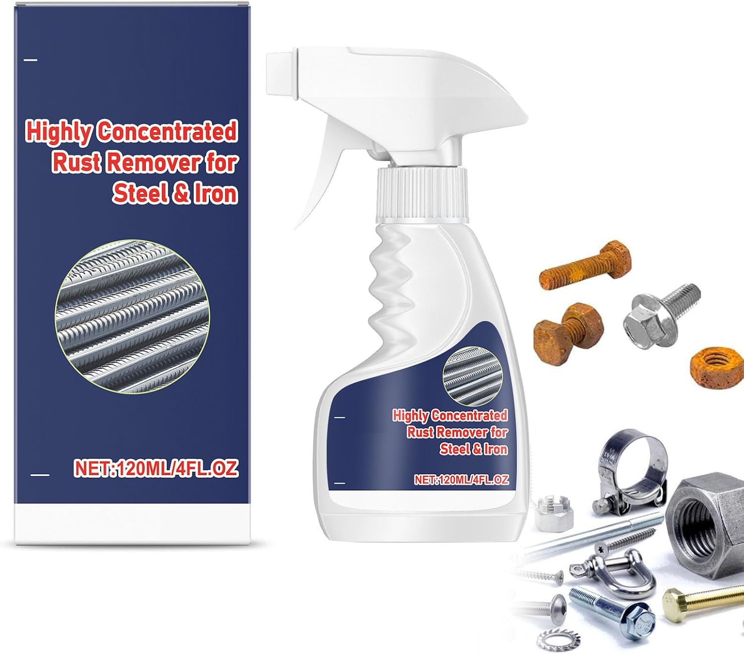 Highly Concentrated Rust Remover, 4oz Rust Remover Spray, Removedor de Oxido Altamente Concentrado for Steel & Iron (3PCS)