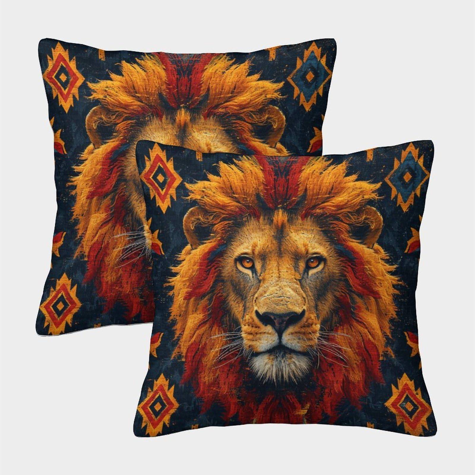 kaiyun 2 Pack Lion, Animal Pillow Case 45x45cm 3D Printing Cushion Cover,home Decoration Sofa Cushion
