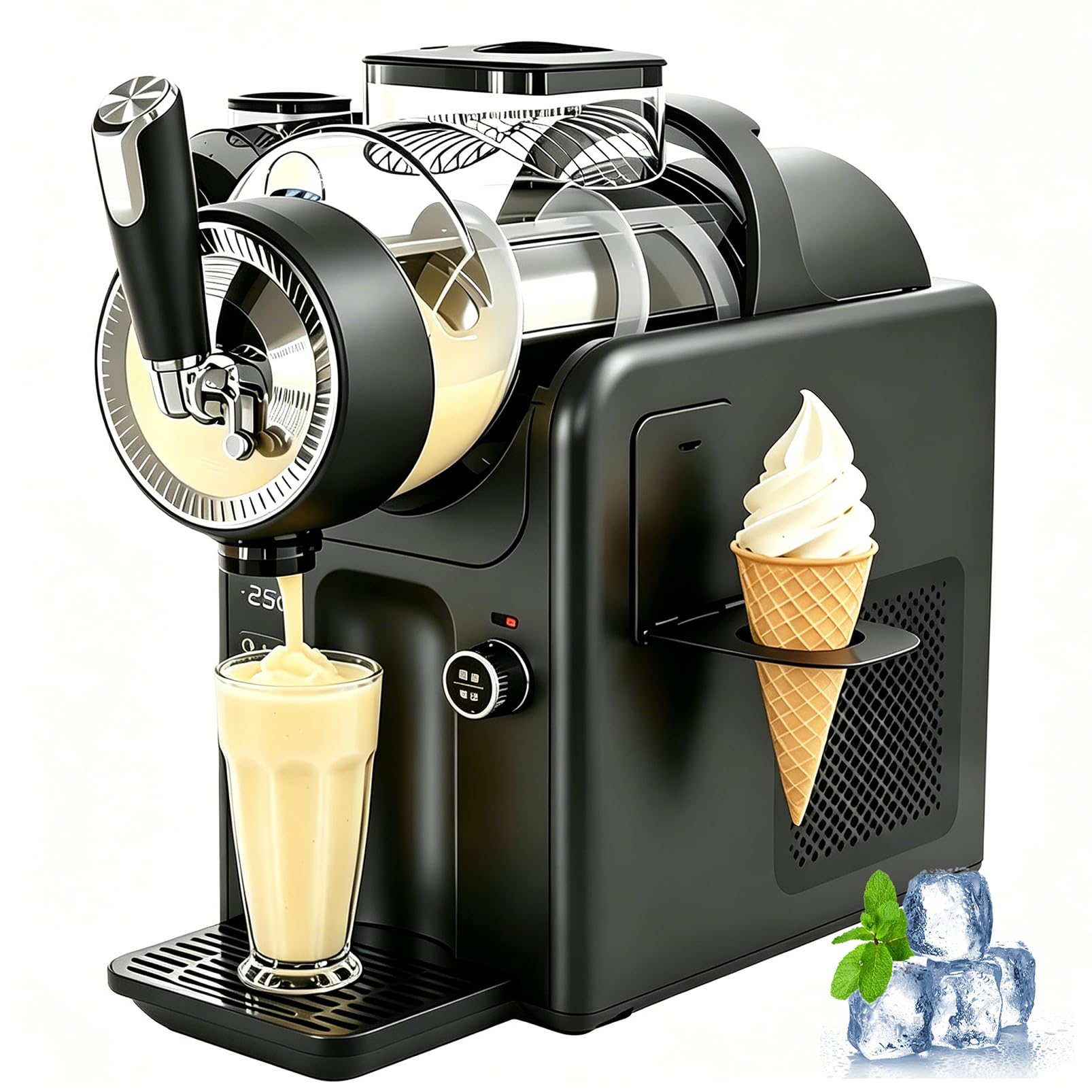 Máquina de Helado Suave de 2 Litros, Máquina de Granizados con 5 Modos Preestablecidos, No Necesita Hielo, Máquina de Bebidas Congeladas Autolimpiante Para Fiestas, Cafeterías y Reuniones Famil black