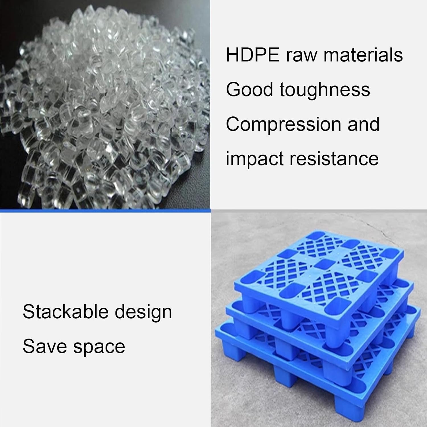 XPLKQXE Spliceable Blue Plastic Pallets, Lightweight Waterproo-f Storage Grid Pad, Nestable Floor Pallets Platform for Garage Warehouse Supermarket Basement Storage(Blue-700x600x120mm,1pcs)