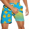 Mens Swim Trunks with Compression Liner 5 Inseam Quick Dry Swimwear Bathing Suit Swimming Board Shorts with 4 Pocket