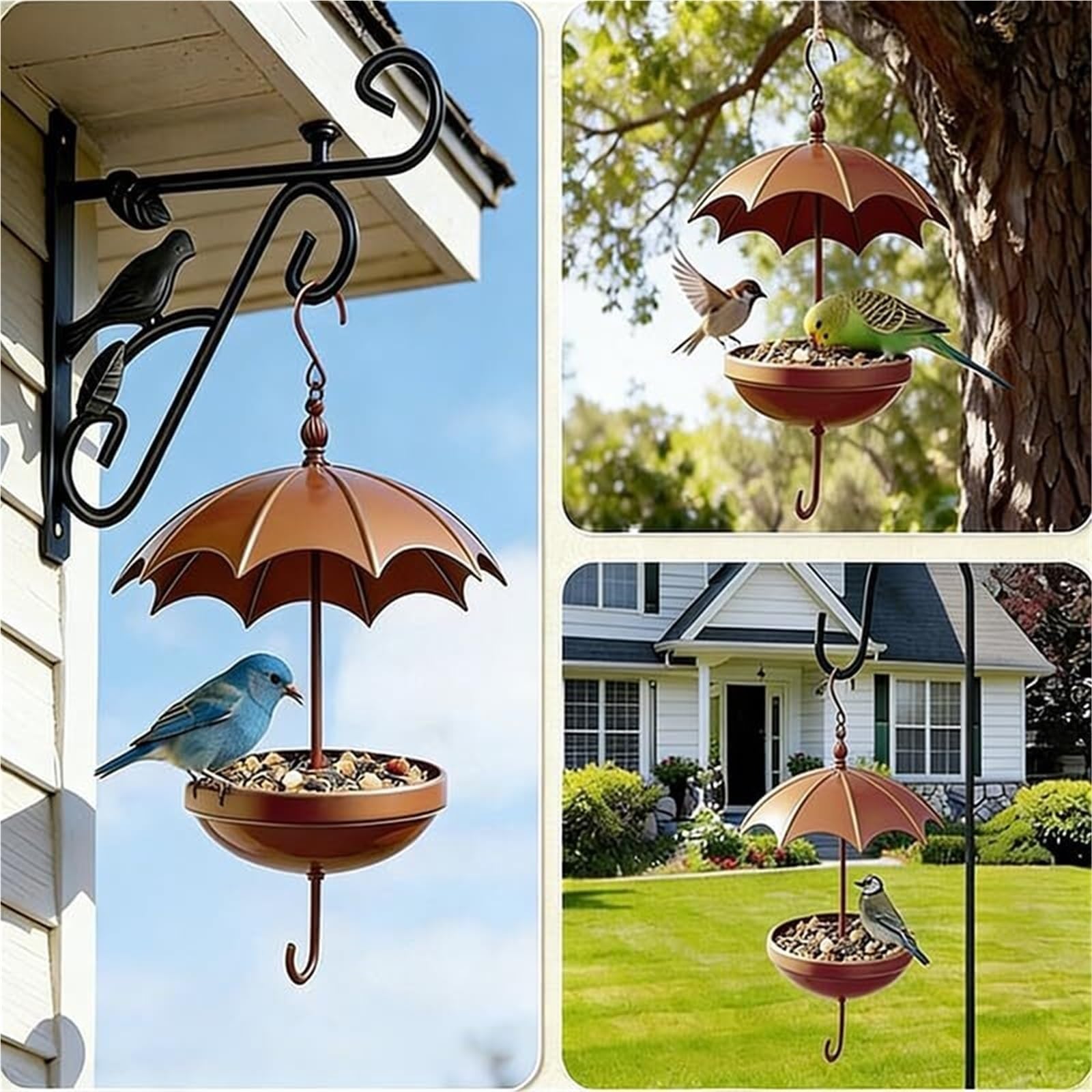 Comedero Colgante de Metal for pájaros diseñado Exclusivamente for pájaros Silvestres pequeños, comedero de Semillas al Aire Libre con Gancho Colgante for jardín