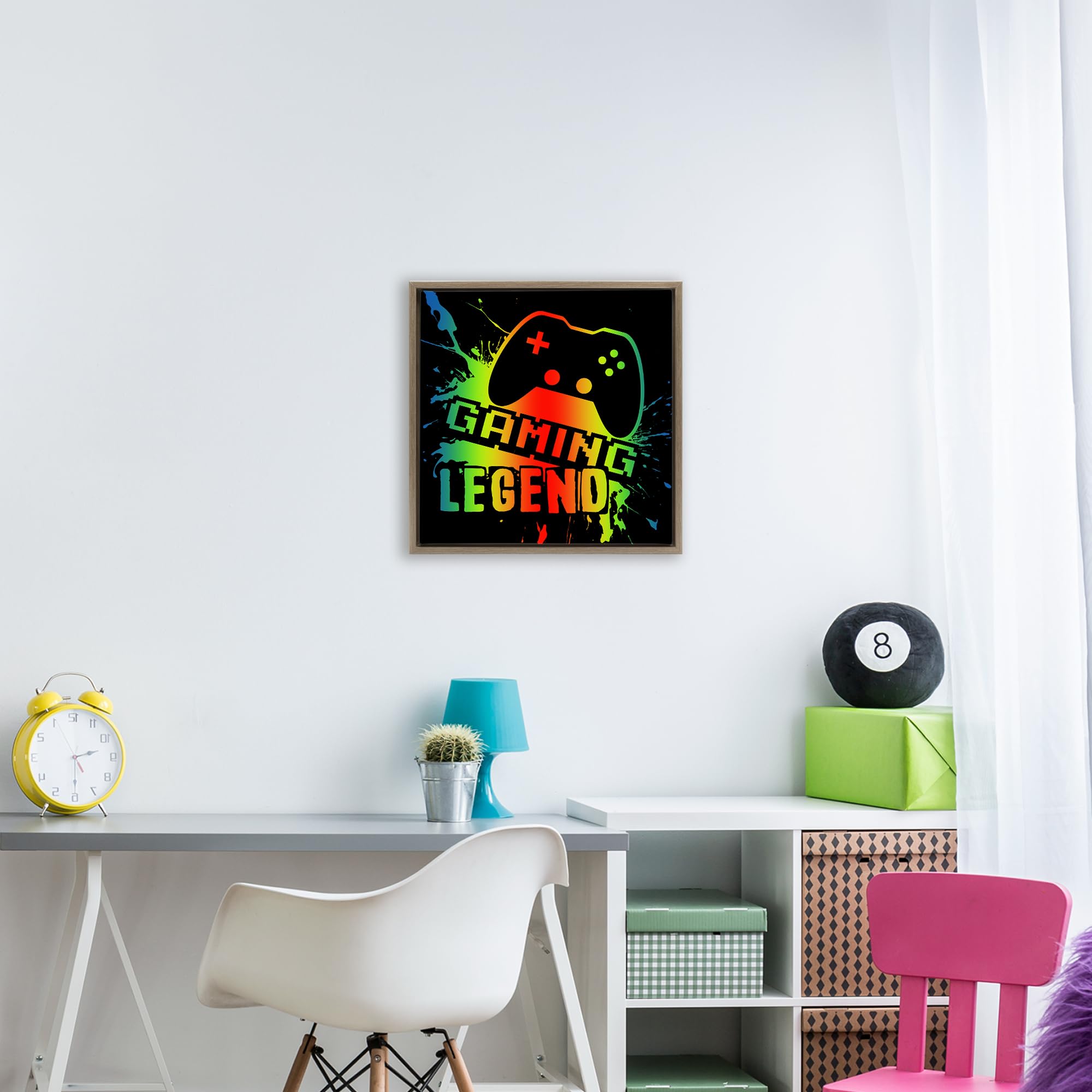 Stupell Industries Marcus Prime Wandbild auf Leinwand, Motiv Gaming-Legende, gerahmt, Grau, 45,7 x 45,7 cm