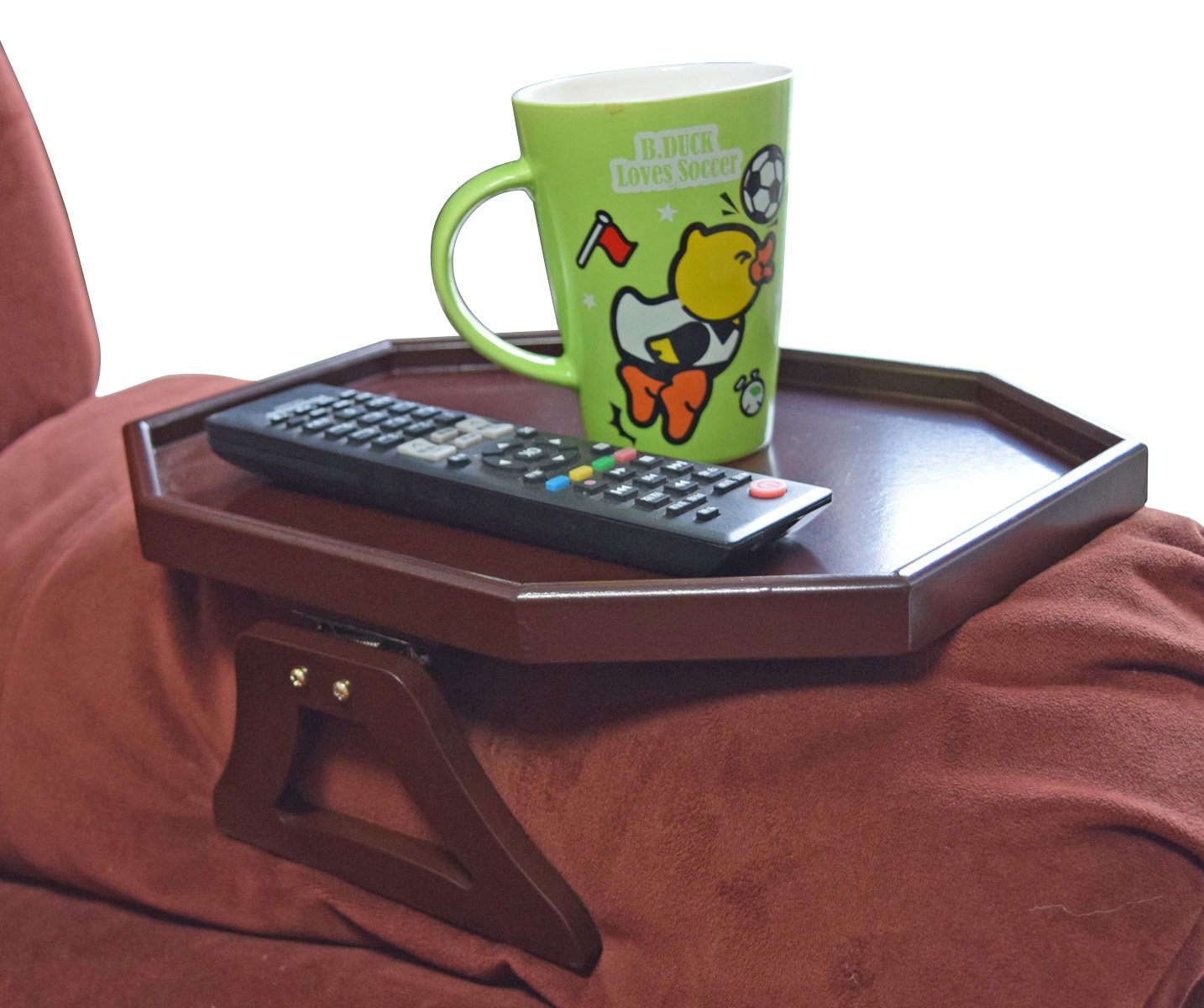 Cherry : Utrax Wooden Sofa Arm Clip on Snack Table Wood Chair Armrest Tray Organizer Romote Caddy (Cherry)