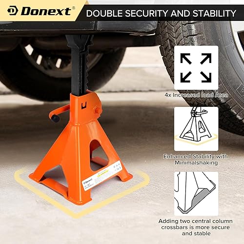 Vista 28 de Donext Jack Stands 3 toneladas (6,500 lb) de acero de capacidad, 1 par de soportes de elevación rojos ajustables