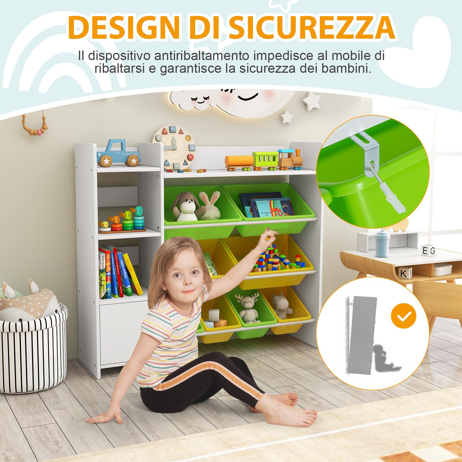 Per Giocattoli Scaffale Portagiochi Bimbi Porta Giochi HEYOUTH