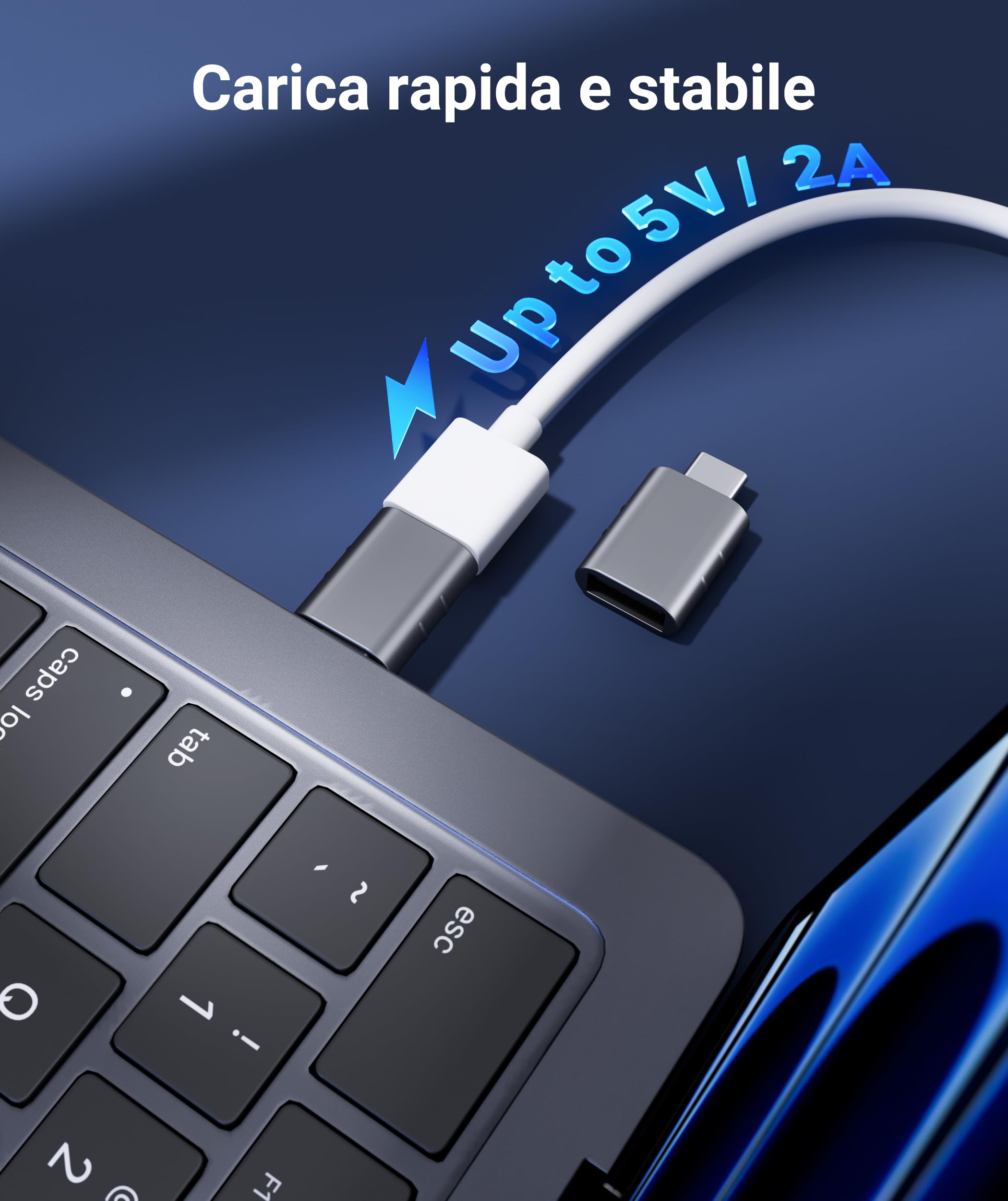 Syntech Adattatore USB C a USB 2 pezzi, Conversione da Thunderbolt 5/4 a Type C 3.1/3.0/2.0 per iPhone 17e/17 16 15 Pro Max MacBook Pro/Air