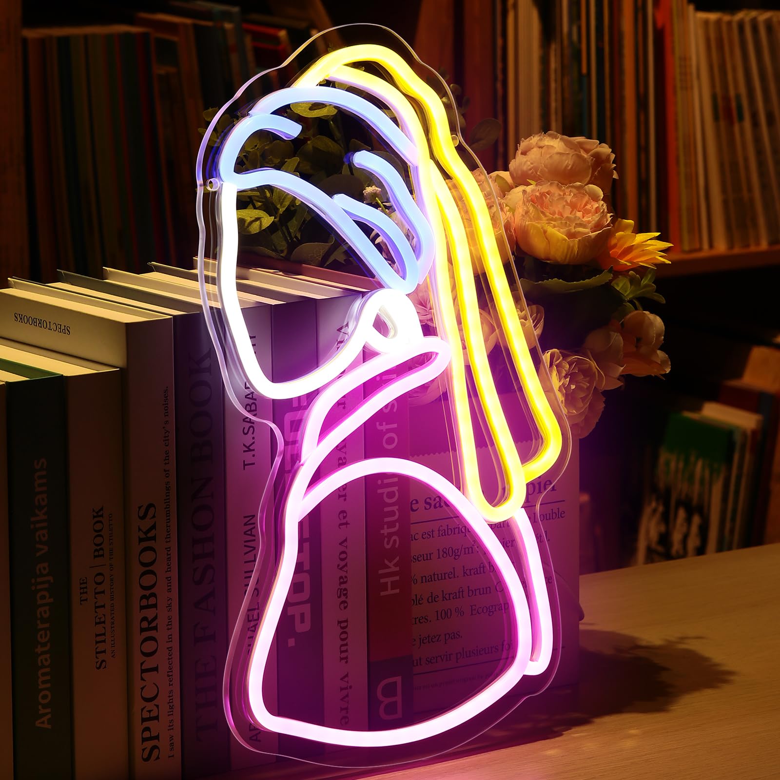 Neon Signs for Wall Decor Pearl Girl LED Sign Neon Lights for