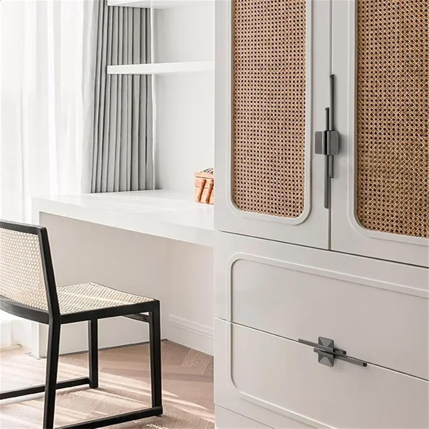 Modern Golden Gray Square Counter Furniture Cabinet Door Drawer Pulls Kitchen Cupboard Door Handle Wardrobe Handles Hardware 1Pcs (Color : Pearl Grey 288mm)