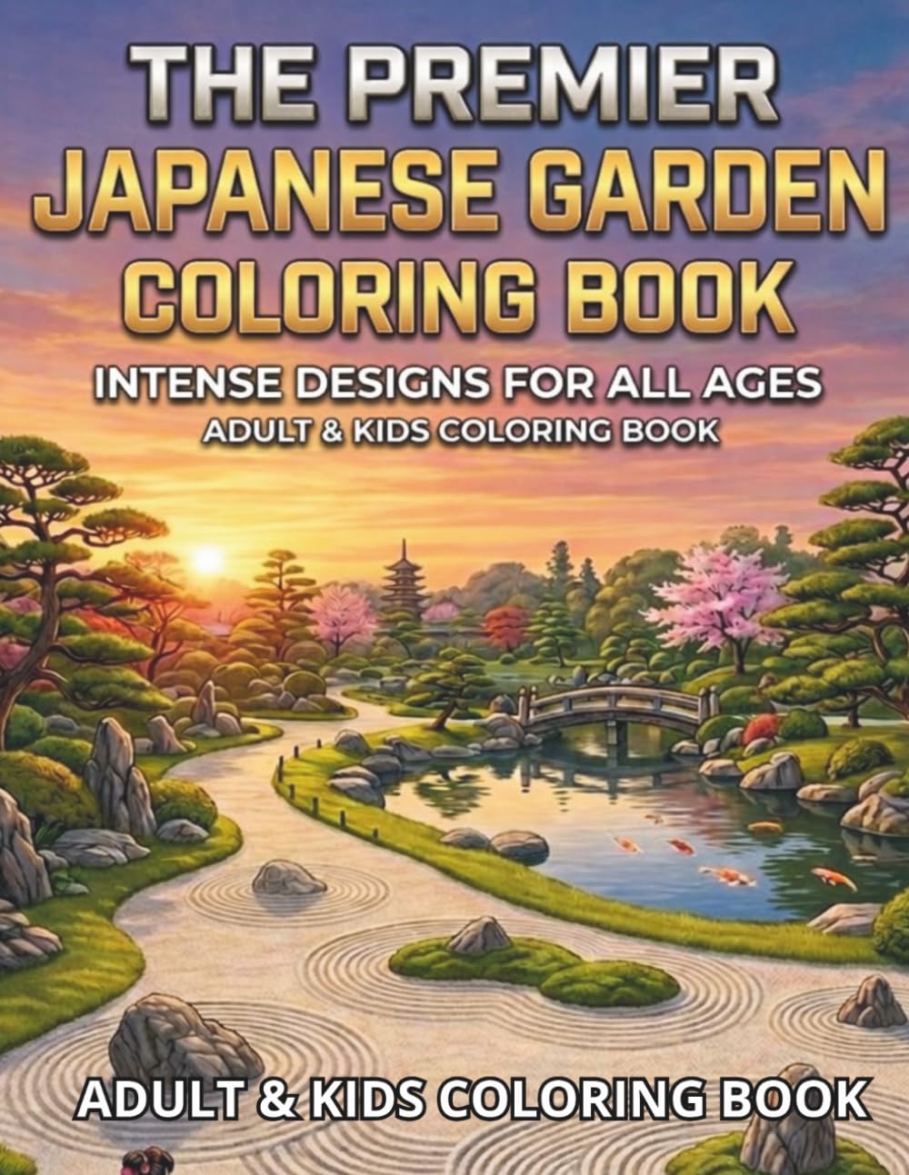 THE PREMIER JAPANESE GARDEN COLORING BOOK: INTENSE DESINGS FOR ALL AGES ADULT & KIDS COLORING BOOK (THE PREMIER COLORING BOOK)
