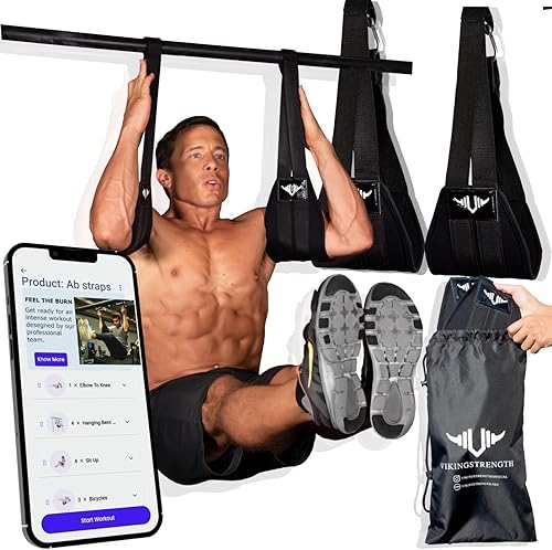 Vikingstrength Correas para abdominales  Par de eslingas acolchadas de alta calidad para gimnasio en casa para barra de dominadas  Levantador de