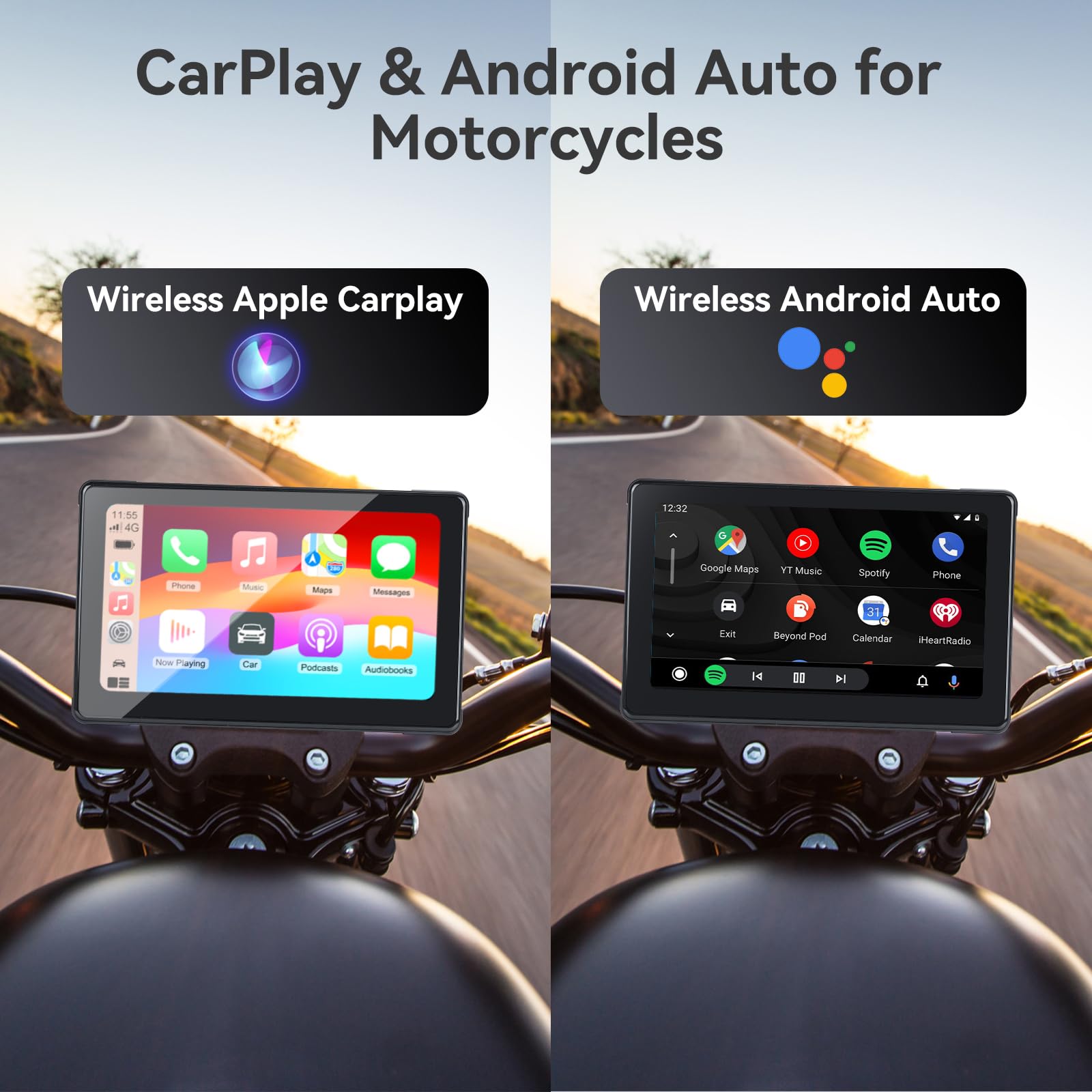 Schermo CarPlay 7 Pollici Per Moto Con Android Auto – IPX7, 1000 Nit, Doppio Bluetooth E Antifurto