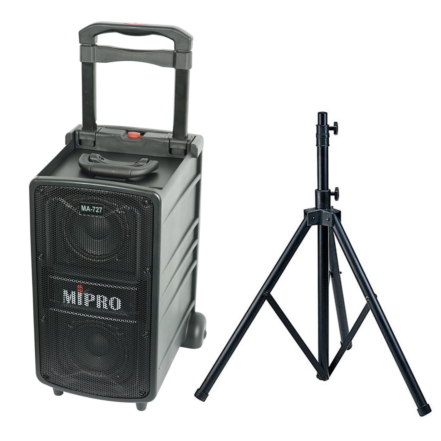 Mipro MA-727 Aktives Mobiles Beschallungssystem Lautsprecher mit 1-Kanal Empfangsmodul 5,8 GHz + Lautsprecher-Stativ