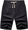 Janmid Men's Linen Shorts Casual Elastic Waist Drawstring Summer Beach Shorts
