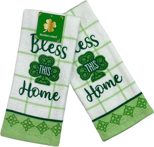 Serafina Home Juego de toallas de cocina para el día de San Patricio Bless This Home