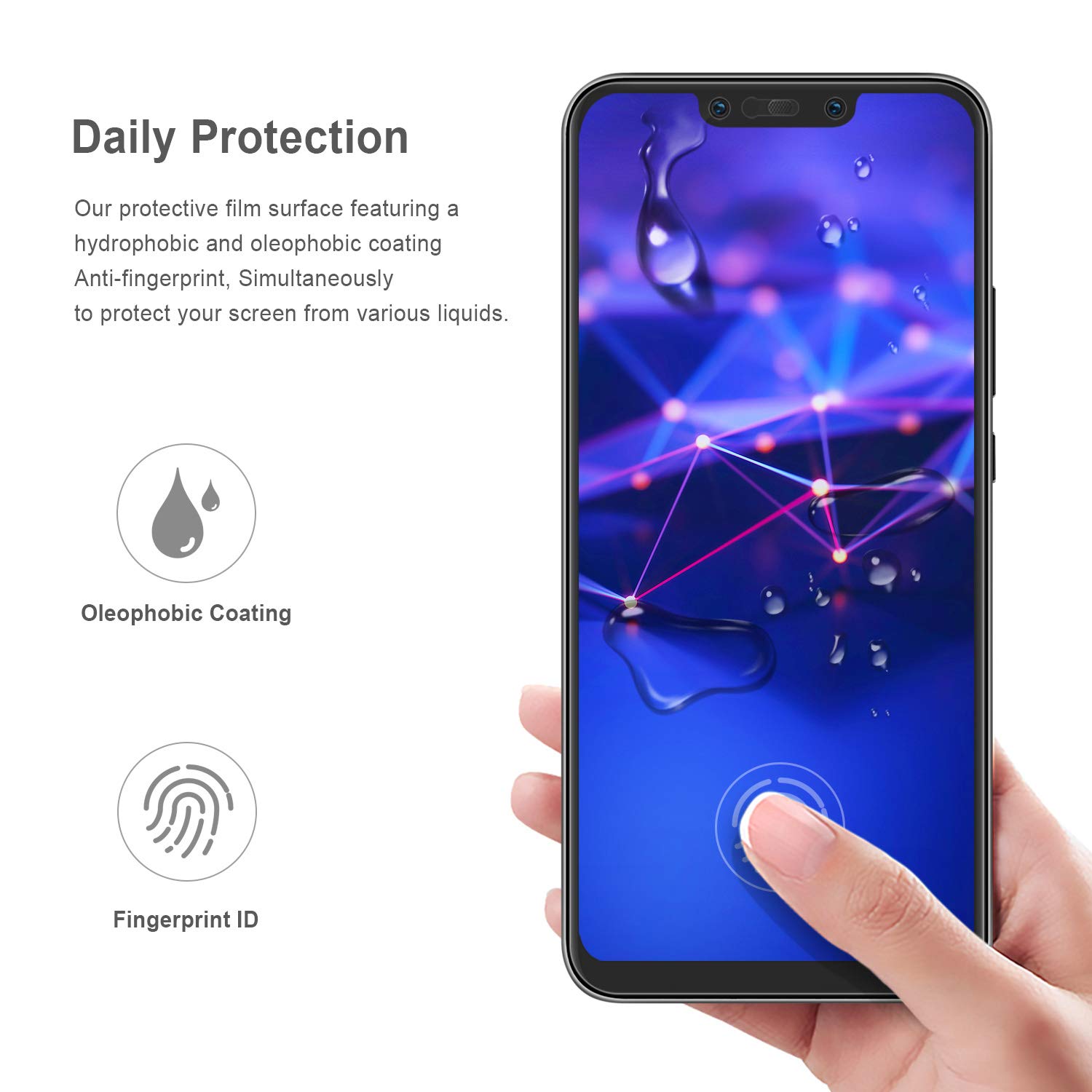 Compatibile per HUAWEI MATE 20 LITE SNE-LX1 SNE-L21 SNE-AL00 (6.3) PELLICOLA VETRO TEMPERATO ANTIURTO SCHERMO 9H ANTIGRAFFIO TOUCH SCREEN