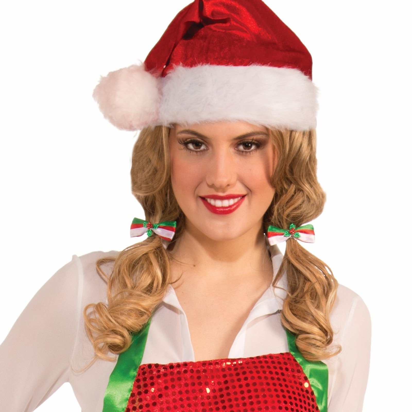 Barrettes nœuds de Noël rouge vert blanc pour cheveux - 2