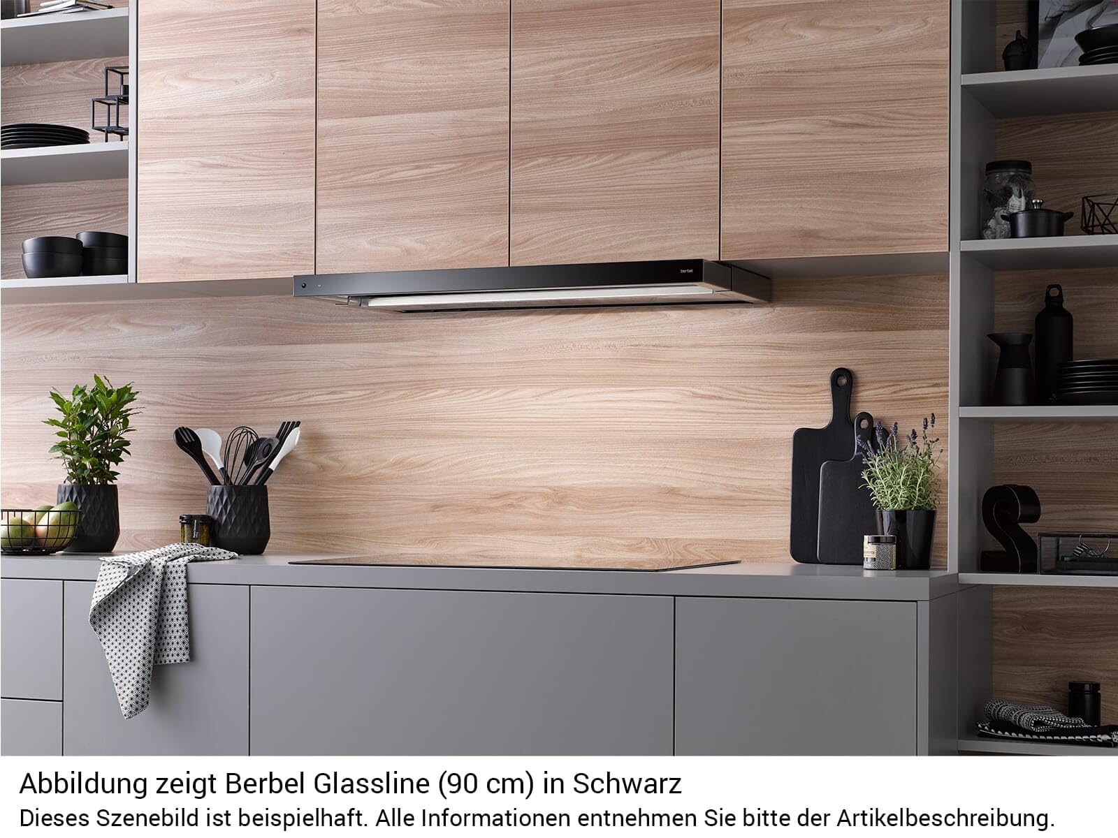 Berbel Glassline BEH 90 GL - 1070096 Flachschirmhaube 90 cm Schwarz