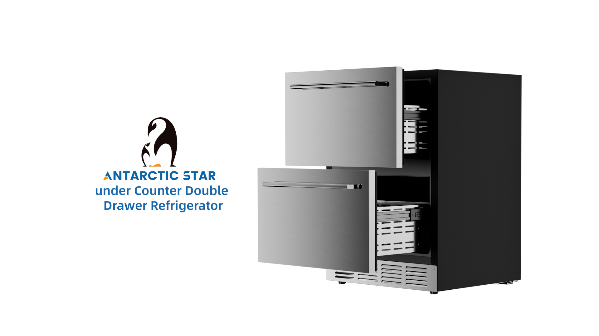 Image of Antarctic Star Outdoor Beverage Refrigerator 24 Inch Wide,Stainless Steel Double Drawer Mini Fridge 145 Cans for Undercounter Built-in or Freestanding,Wine Cooler for Home & Patio,32-50F,Silver