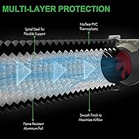 Vista 3 de YSSOA Manguera de ventilación para secadora, conducto flexible aislado de 4 pulgadas, 8 pies con 2 abrazaderas, protección resistente de cuatro