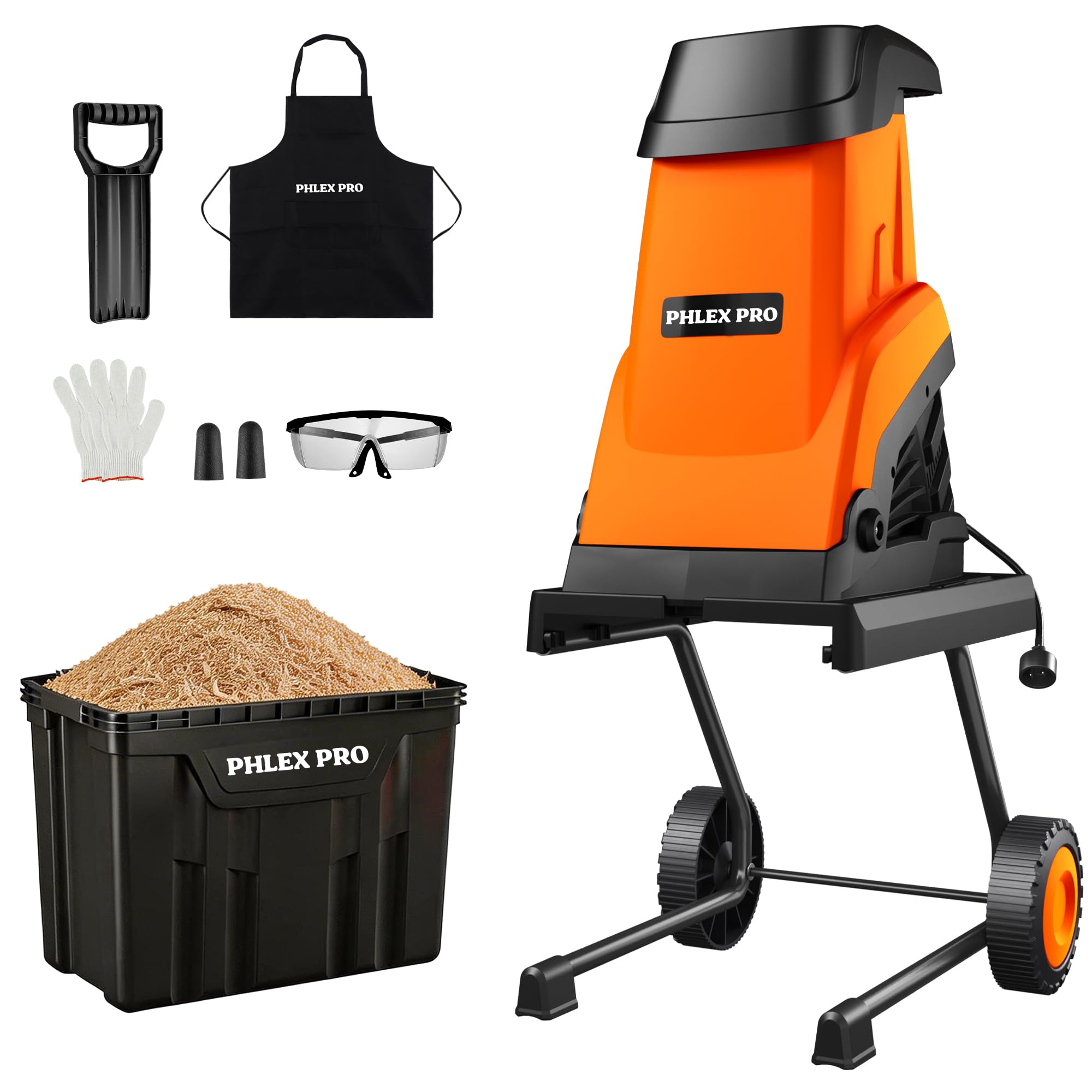 Amazon.com: PHLEX PRO 15 Amp Electric Wood Chipper Shredder, 1.8