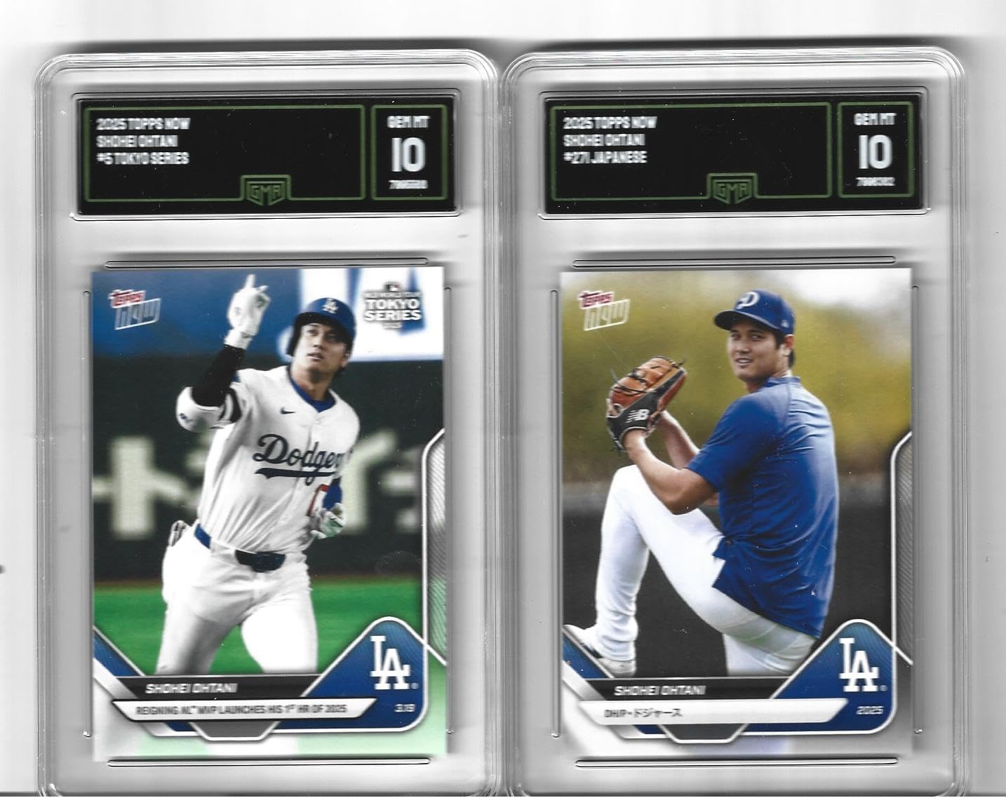 Graded Gem Mint 2025 Shohei Ohtani Baseball 2 Card Lot Dodgers Superstar 4 Time Mvp Launches First HR of 2025 During The Tokyo Series And Road To Opening Day Japanese Edition! You will Reveive Both Cards