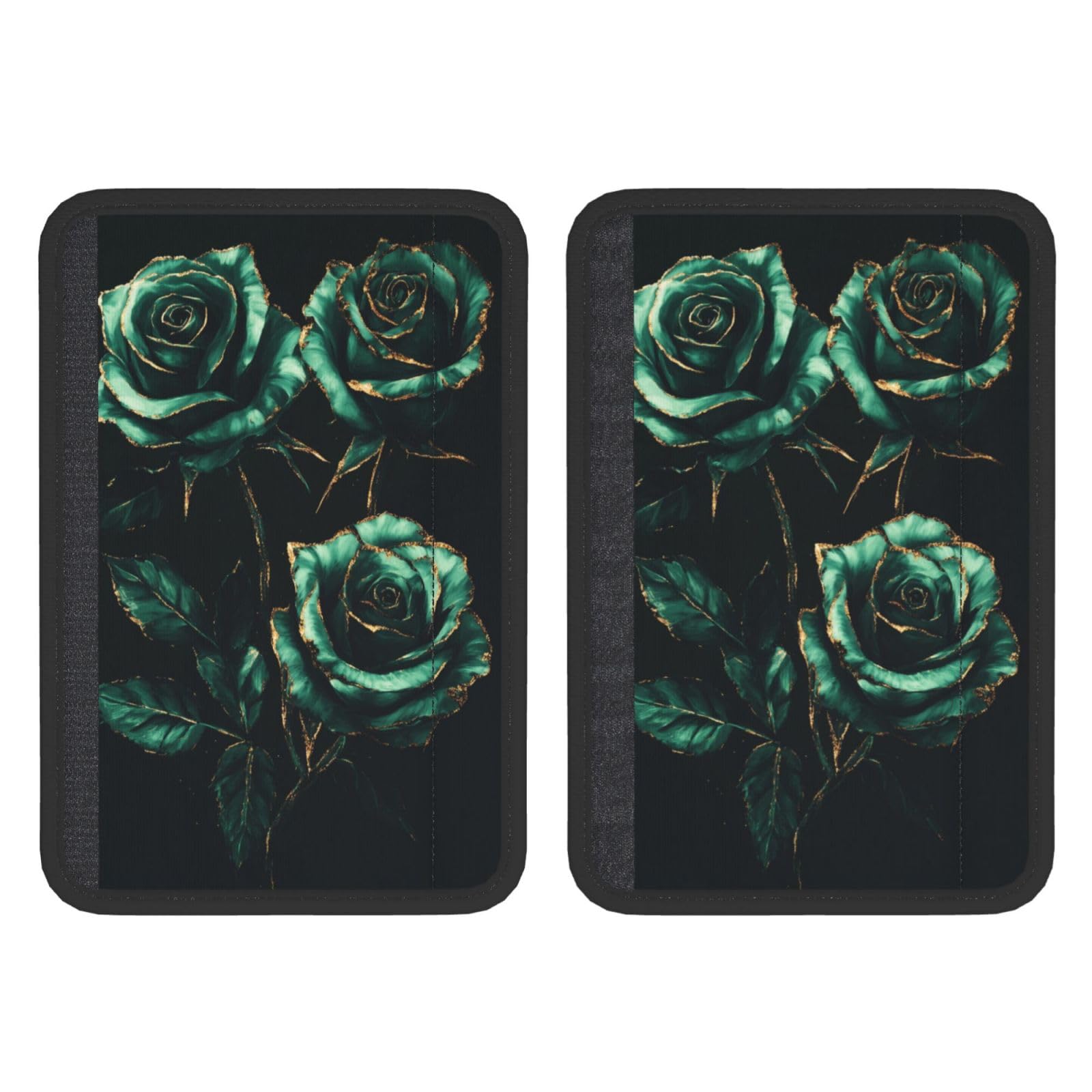 3 Emerald Green Roses Car Seat Belt Cover 2 Pack Seatbelt Strap Shoulder Pad Protector Universal Comfort for Car