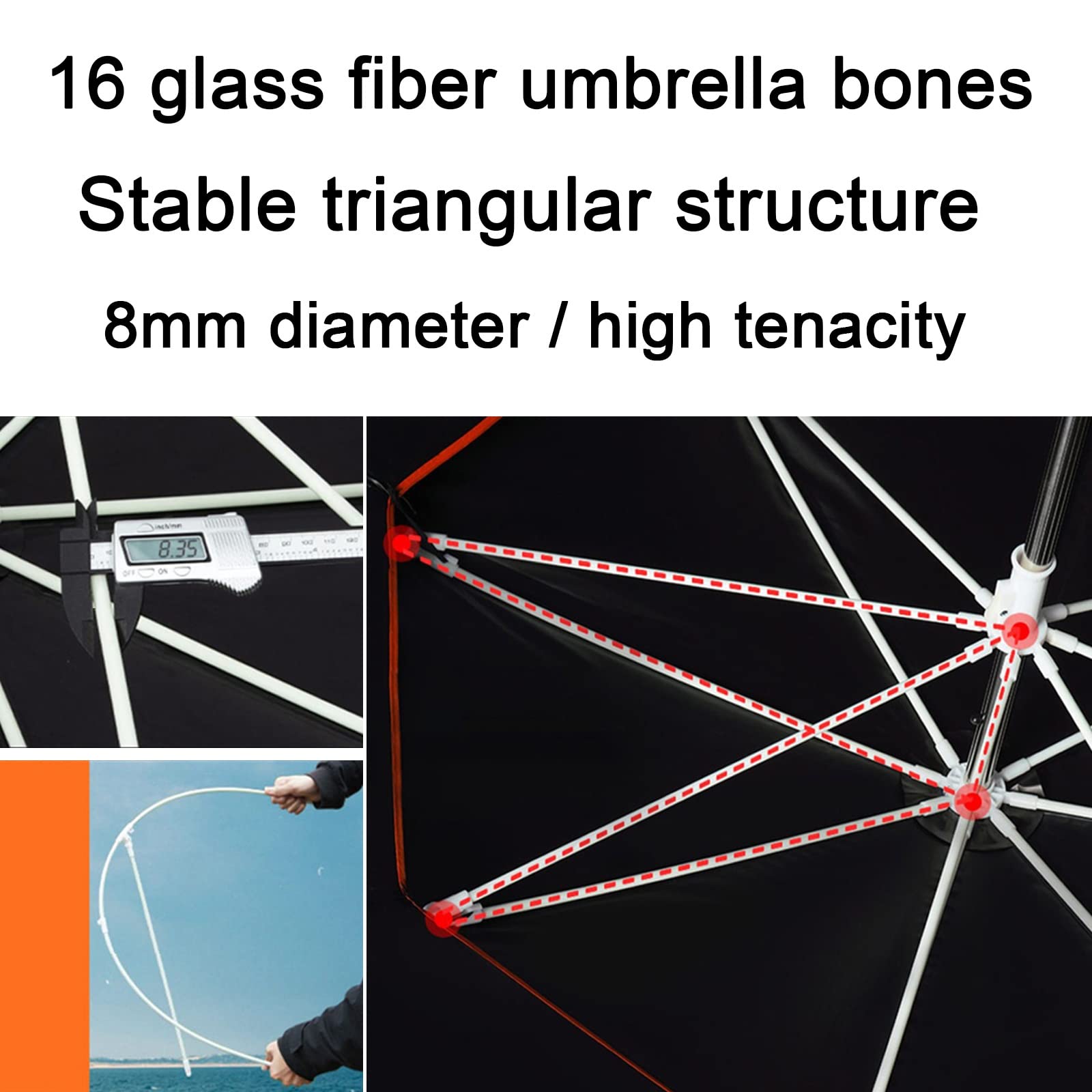 LIGUOYI Zewnętrzny parasol wędkarski regulowany parasol parasol ze stali nierdzewnej słupek 18 cm 20 cm parasole przeciwsłoneczne do wędkowania, z kotwicą w ziemi przenośny parasol przeciwsłoneczny