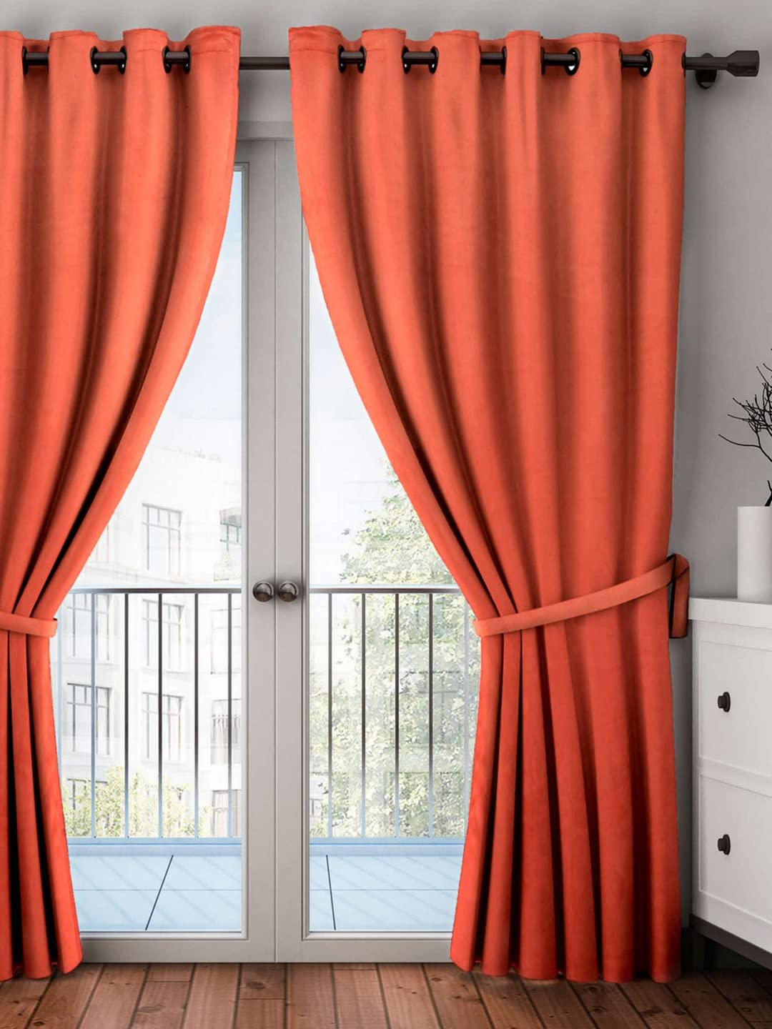 BIANCA Satin Blackout Light Blocking & Soundproof Curtain -1pc 7.5 Feet (Blackout) Door Plain-Rust-image-26