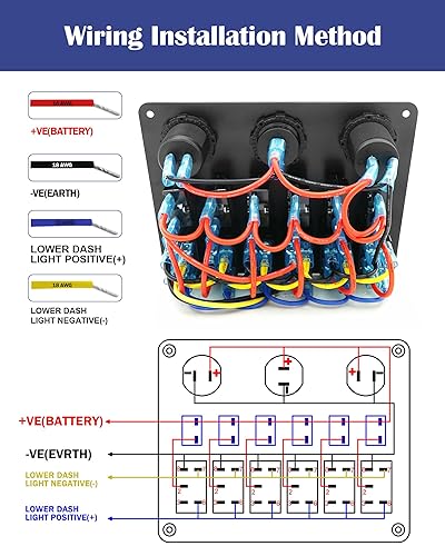 Miniatura 5 de Panel de interruptor basculante marino de aluminio de 6 bandas, impermeable, para disyuntor de barco protegido, pantalla de voltaje digital, puerto