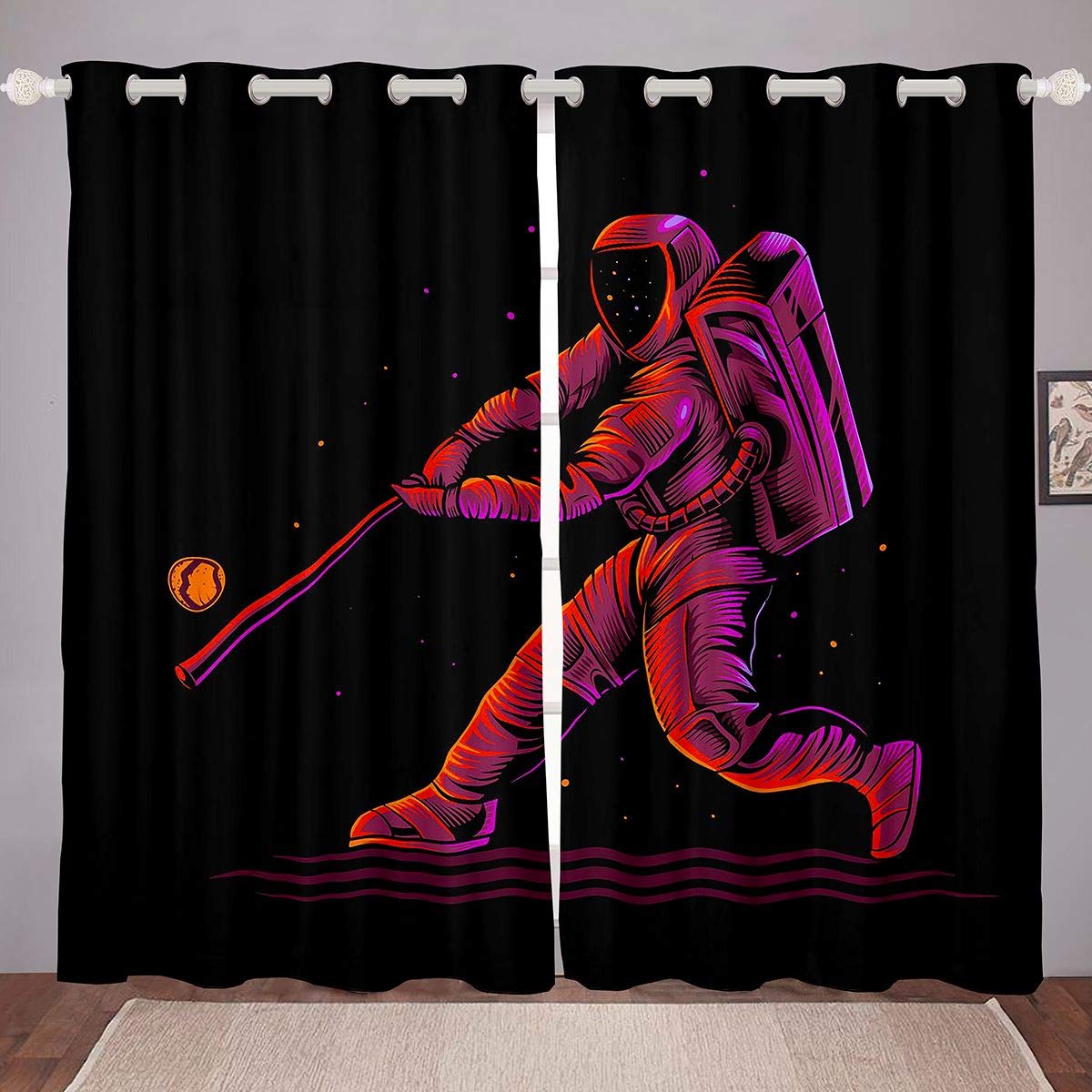 Rideaux de fenêtre musique rock pour chambre d'enfant 167x228 cm