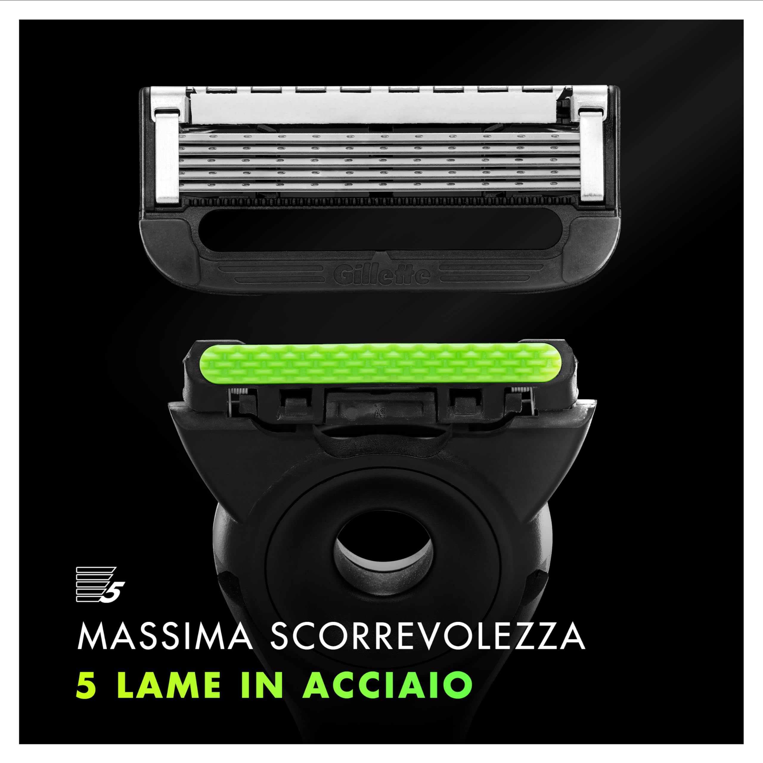 Gillette Labs Lamette, 17 Cartucce per Rasoio Barba Uomo, Multicolore | 17 Lamette da Barba per Rasoio Manuale Uomo, a 5 Lame, con Barra Esfoliante, Rasatura Profonda, Compatibili Con GilletteLabs