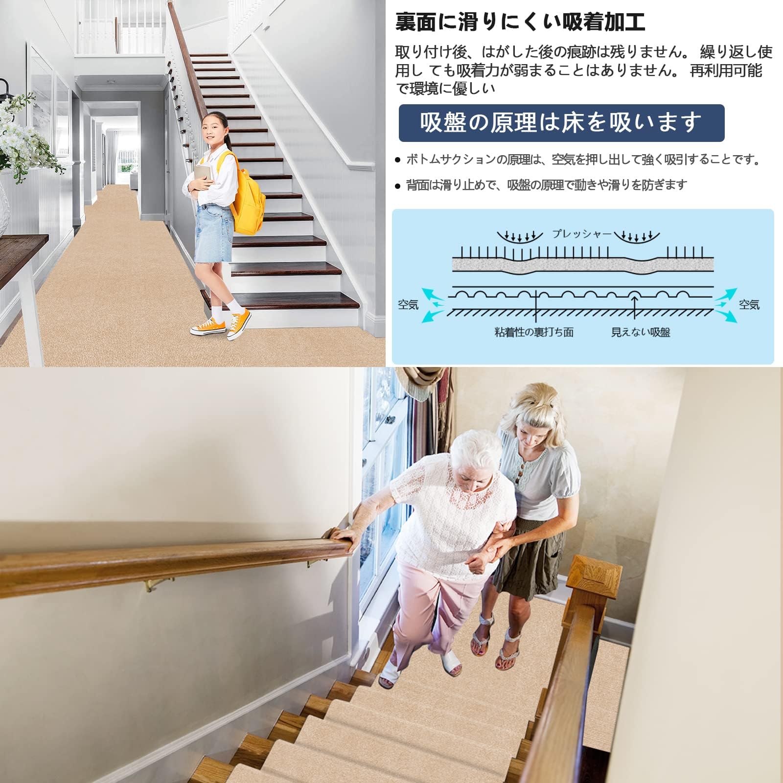 Amazon.co.jp: 廊下 カーペット 吸着 廊下敷き 40×200cm 厚さ4 mm 