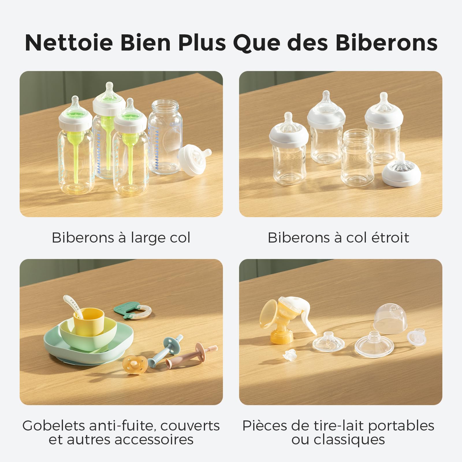 Momcozy Nettoyeur Biberons Haute Pression 2.2kPa, 19 Min, 99.9% Germes | Cycle rapide, Toutes marques, Sans BPA, Bébé, Nouveau-né, Hygiène, Compact, Électrique, Automatique, Cadeau, Lot, Silencieux