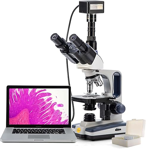 Vista 18 de SWIFT Aumento SW350T 40X-2500X, cabeza Siedentopf, microscopio de laboratorio compuesto trinocular de grado de investigación con oculares de campo