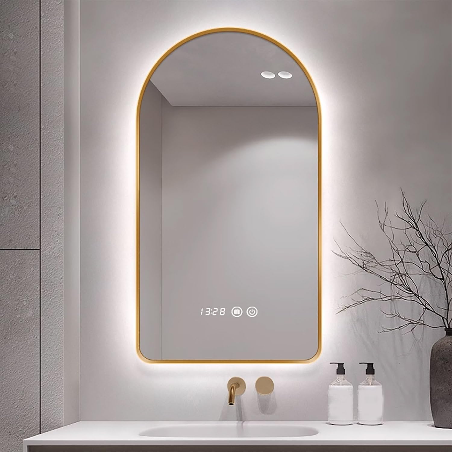 FGXHHS LED with Metal Frame, Backlit Makeup for Vanity, Anti-Fog, Touch Switch