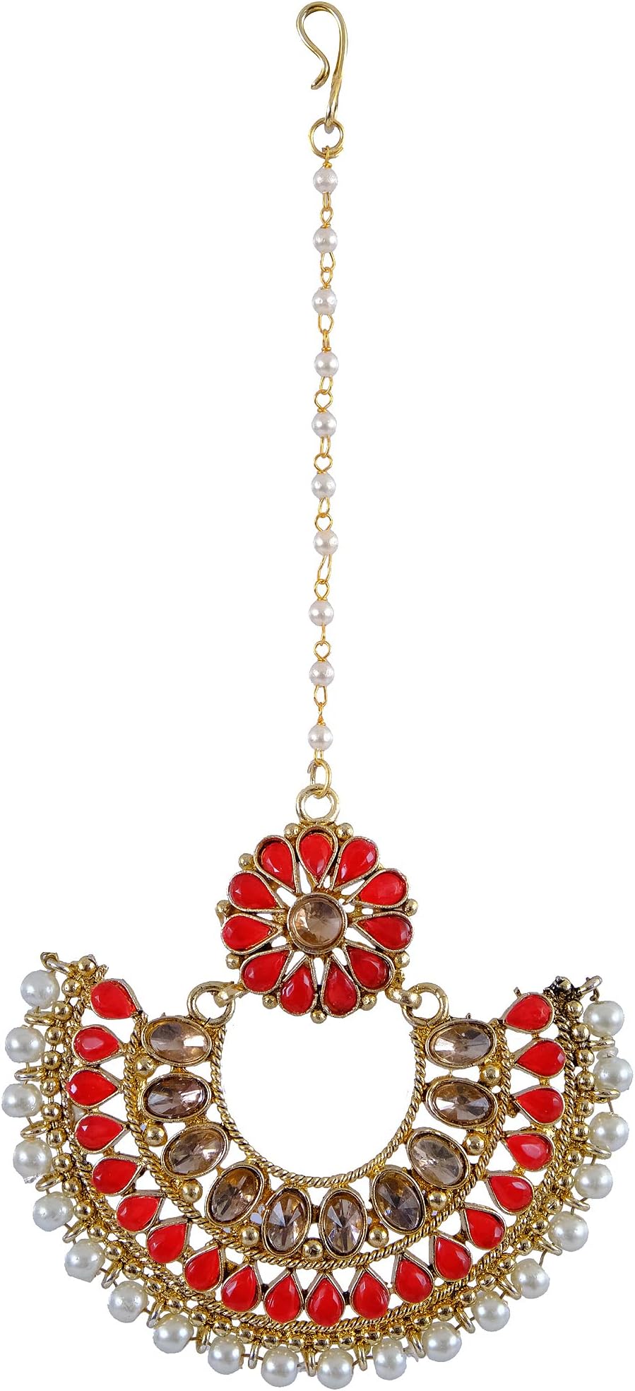 Traditional Indian Antique Gold Plated Kundan Studded Maang Tikka For Girls Bollywood Traditional Forehead Jewerly For Women