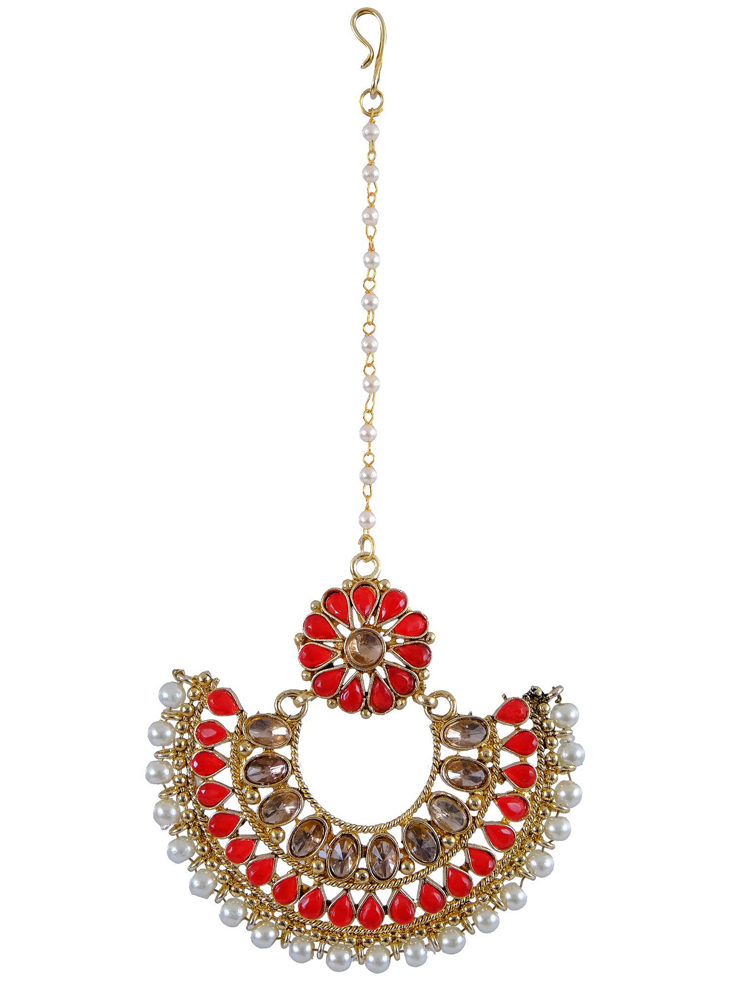 Traditional Indian Antique Gold Plated Kundan Studded Maang Tikka For Girls Bollywood Traditional Forehead Jewerly For Women