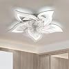 Smart Ceiling Fans with Lights and Remote, Flower Silent LED Fan Light Dimmable 6-Speed Reversible Bedroom DC for Kitchen, Living Room-White (White)