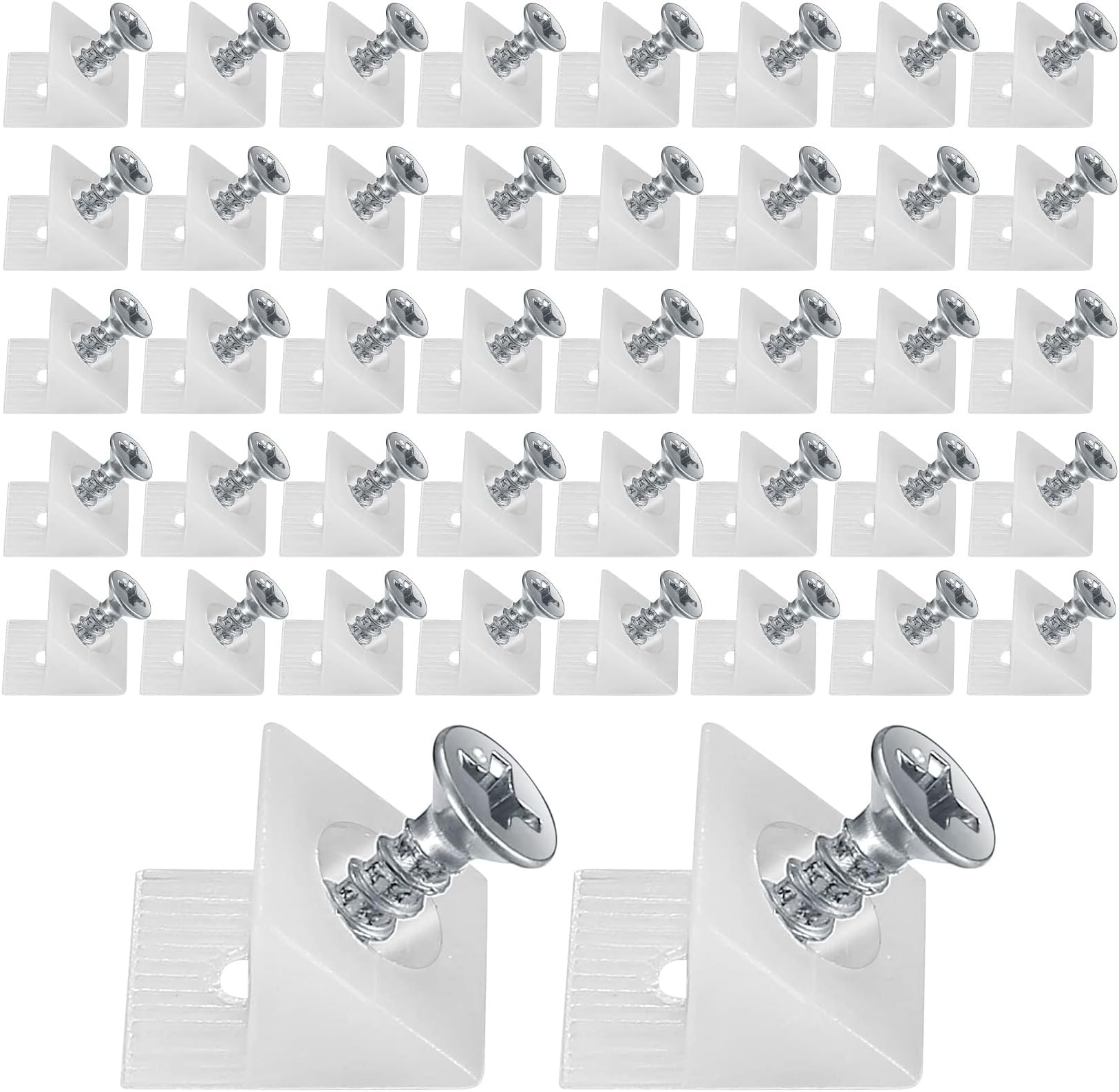 Drawer Wedges with Screws, 120 Pcs Drawer Bottom Support Brackets, Fixing Mending Wedges, Angle Code Bracket Fasteners, Plastic Drawer Reinforcement Repair Kit for Furniture Sagging Drawer