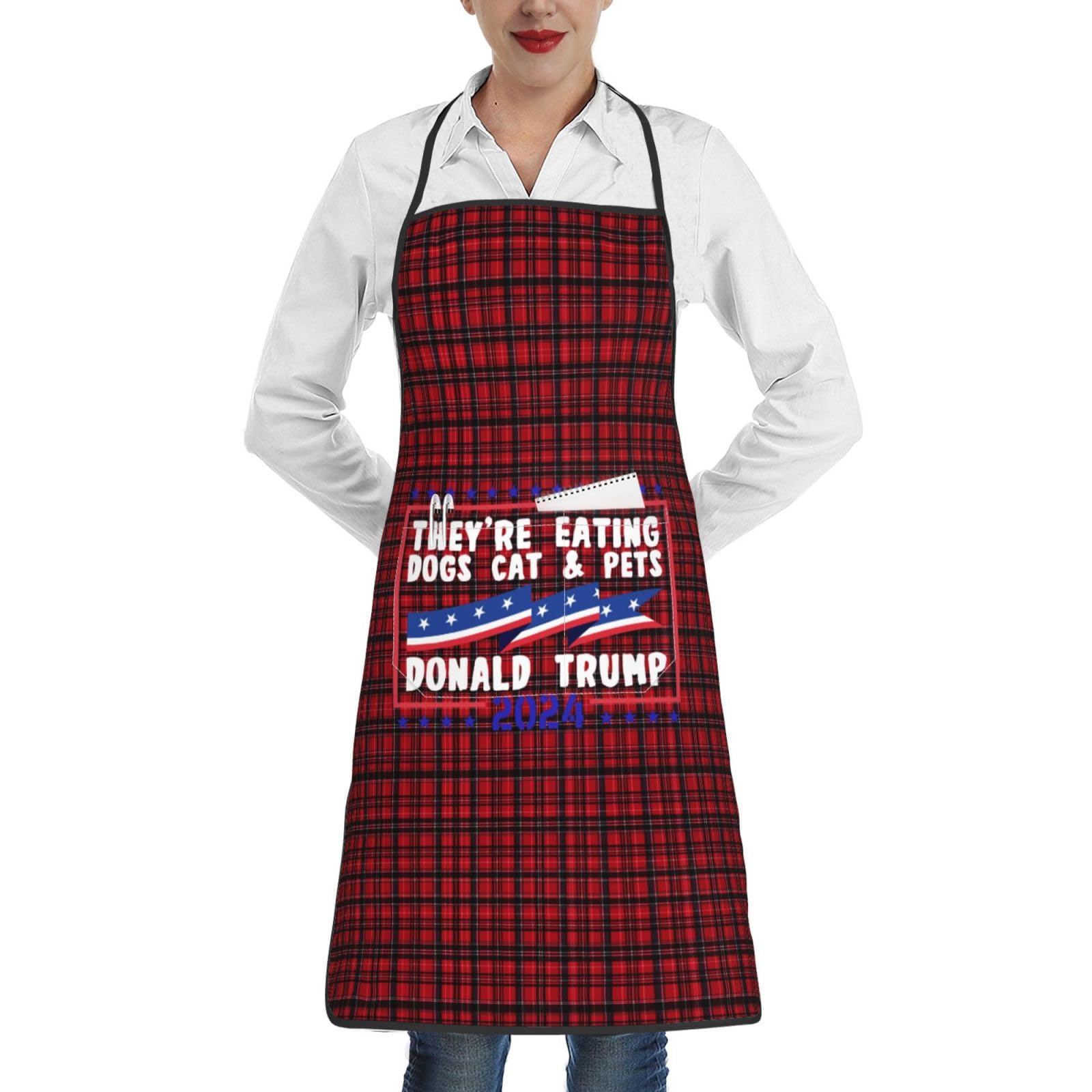 nopicsn They're Eating The Dogs, Eating The Cats Apron for cooking with Pockets Women Men Kitchen Chef Funny Aprons
