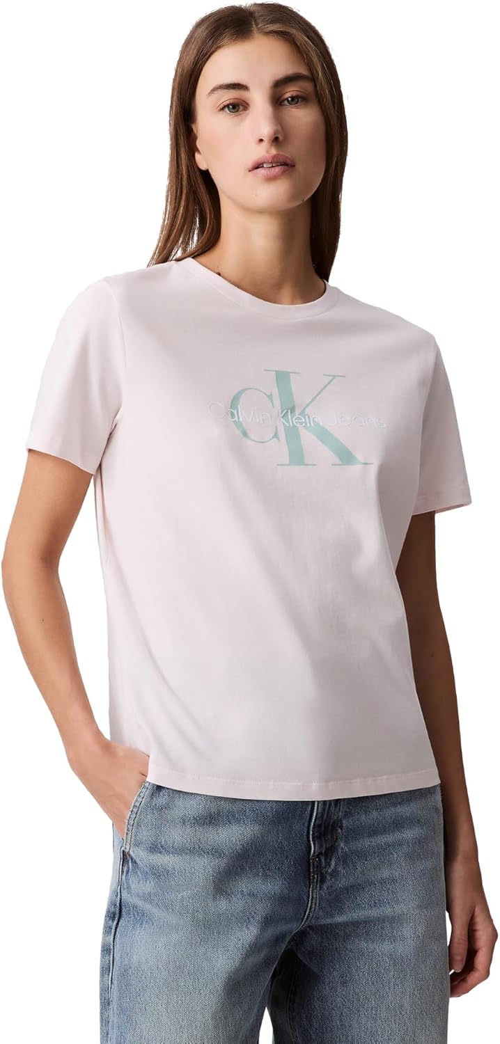 Calvin Klein Womens Monogram Logo Crewneck T-Shirt