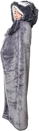 Miniatura 8 de Manta con capucha de perezoso con collar con colgante de perezoso, cálida y acogedora manta de gran tamaño con capucha y guantes de mano, manta de