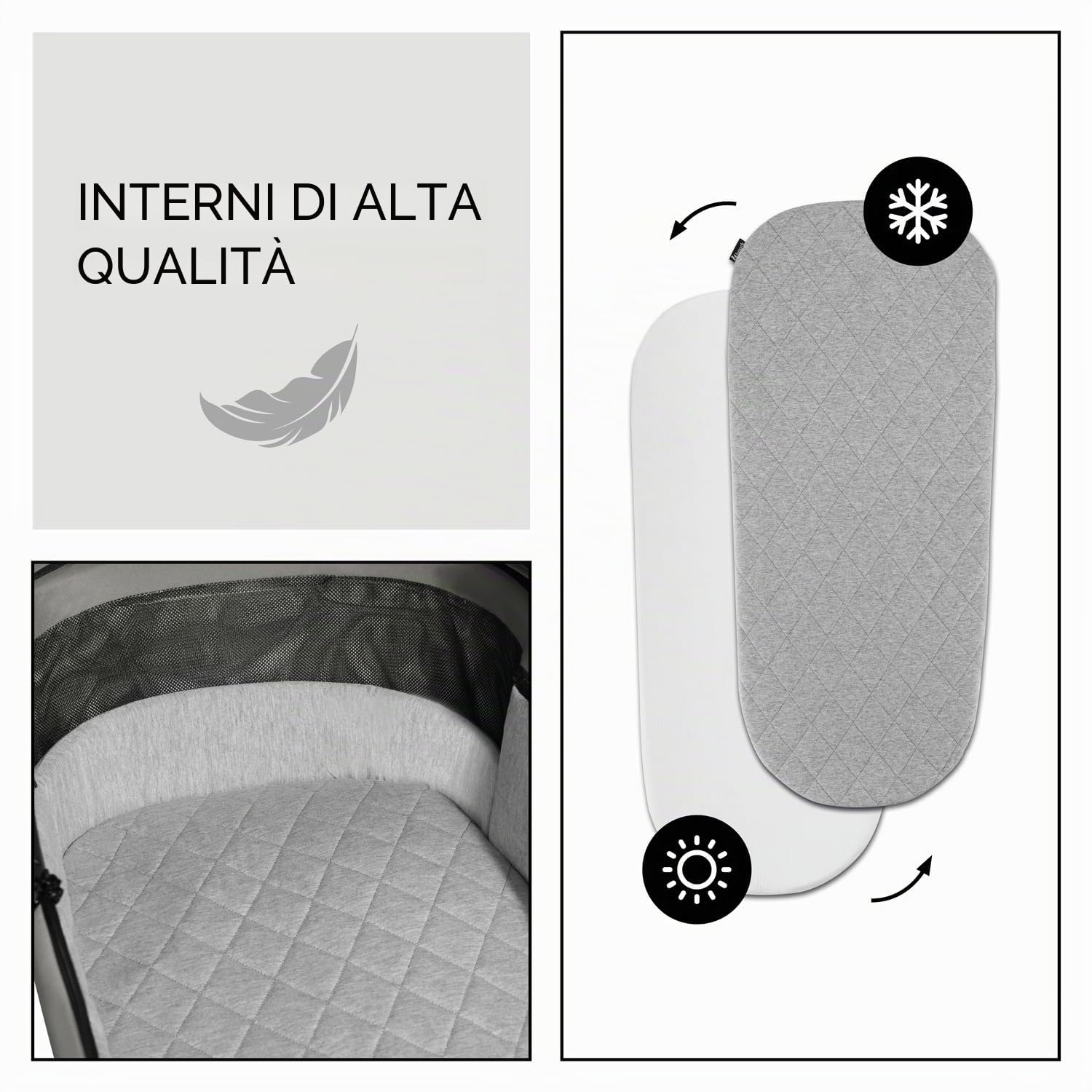hauck Comfort N Care Air Set, Dark Grey - Passeggino 2in1 con Ruote ad Aria, Navicella Neonato con Pulsanti Memoria, Seduta Reversibile Reclinabile fino a 22 kg, Coprigambe, Portabibite, Sospensione