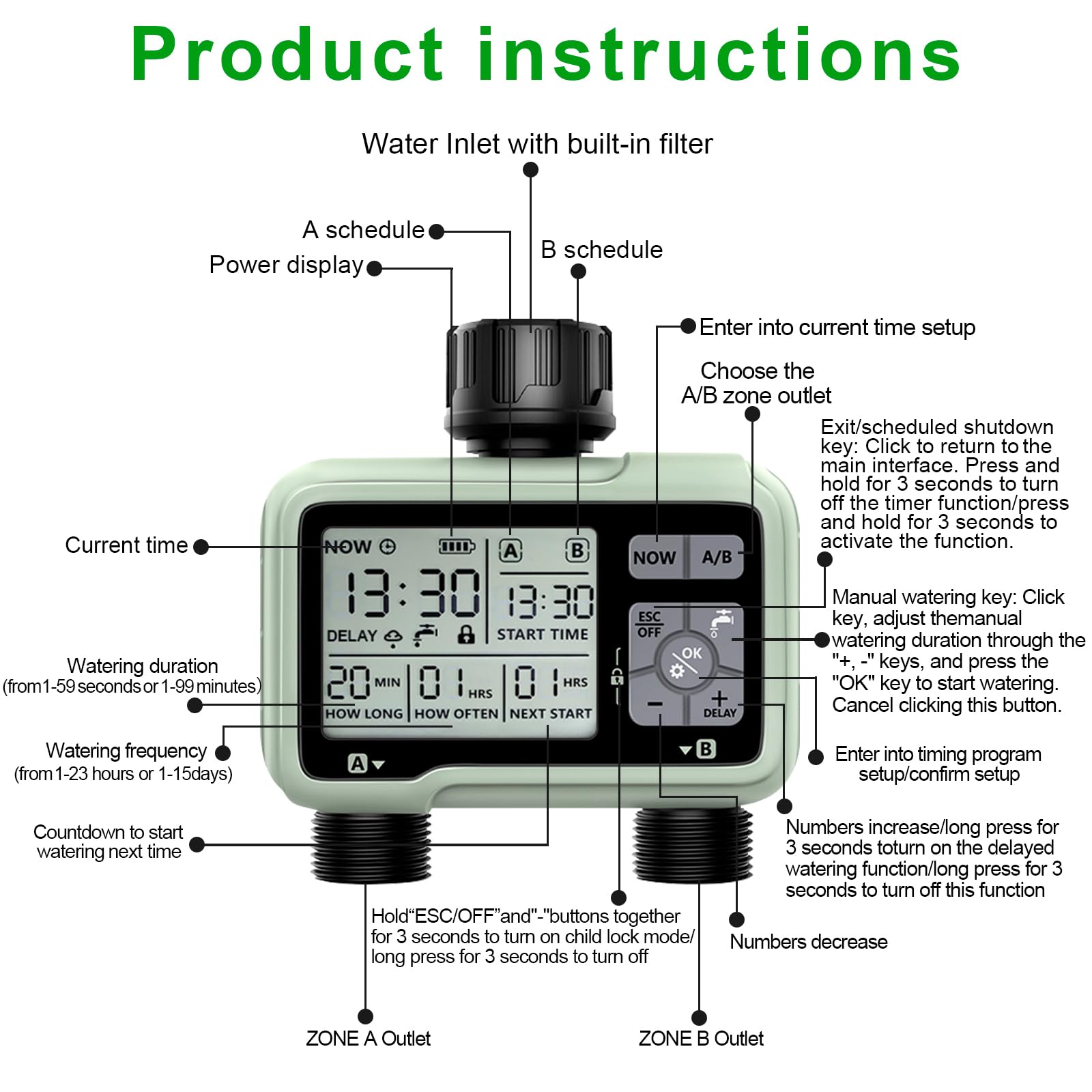 Programmeerbare irrigatietimer met slangtimer - elektrische kraanwatertimer in de tuin . | bol