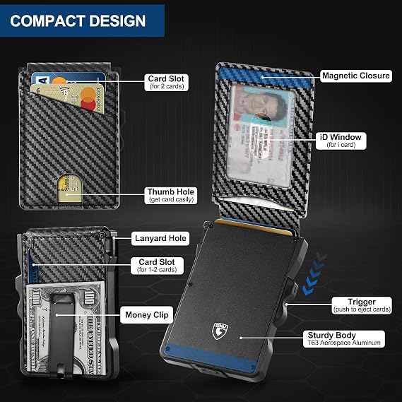 GSOIAX Wallet For Men,RFID Blocking Smart Pop Up Card Wallet,Metal Aluminum Credit Card Holder Bifold Wallet,Holder Wallet for 8-13 Cards Mens Wallet
