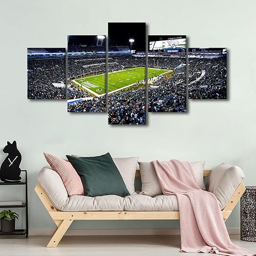 Vista 440 de Cuadros de estadios deportivos de fútbol americano de Minnesota, cuadros de vikingos, 5 paneles, lienzo para pared, arte de pared del estadio