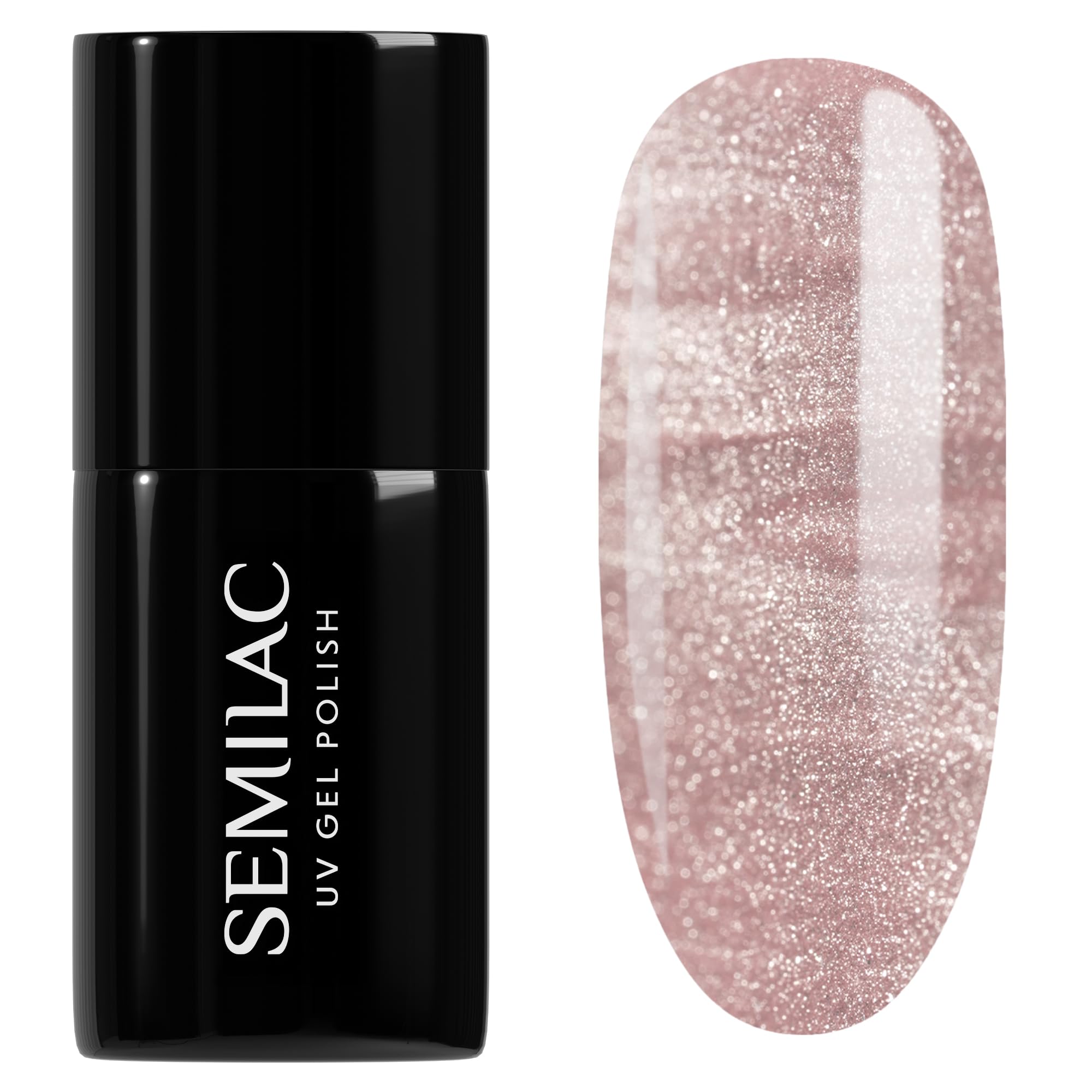 Semilac UV Nail Polish 962 Magnetic Mocha 7ml - Cool Pink with Fine Silver Cat Eye Magnetic Shimmer - Inner Glow Collection
